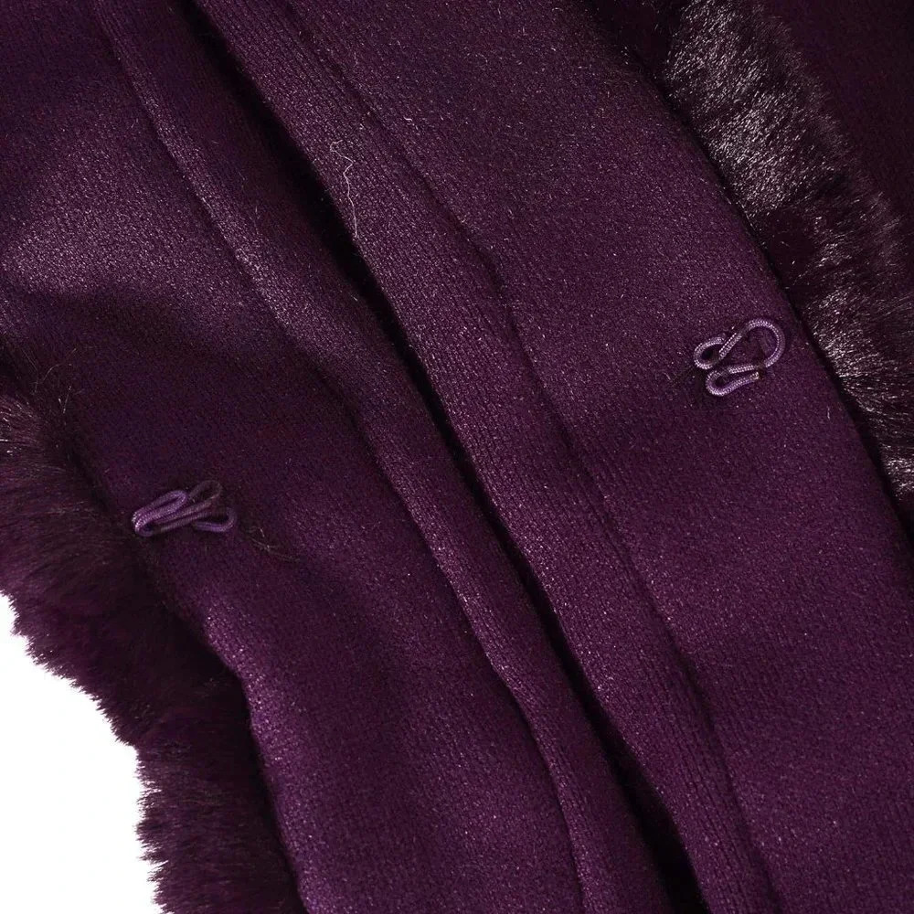 Zlyc Women Winter Faux Fur Shawl Stole Warm Wrap Cape -  Purple - Picture 6 of 7